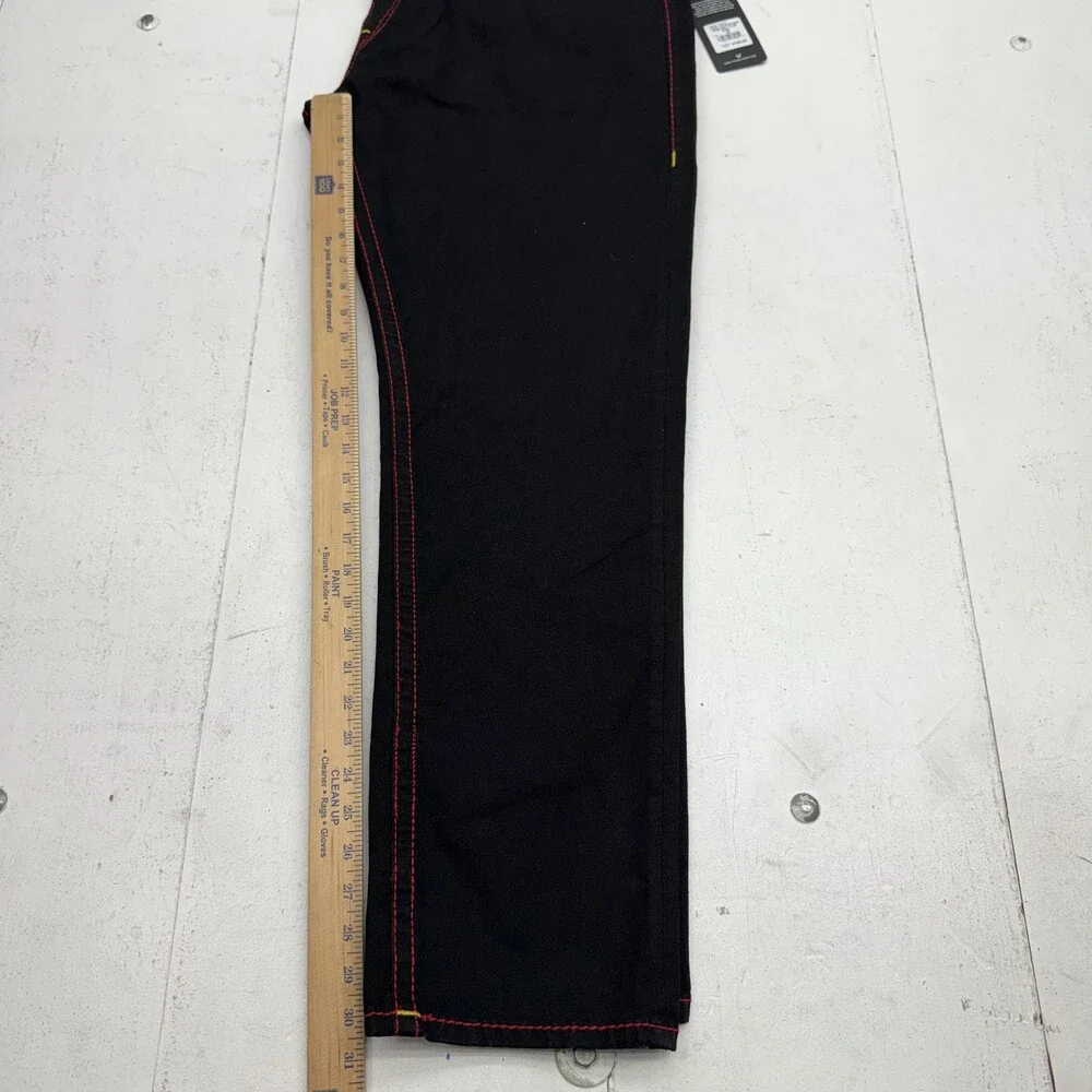 True Religion Geno Big T Flap Jeans Mens 42x32 Black Rinse Slim Denim Pants
